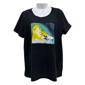 Torrid Womens Plus Size 1x  Disney Princess Weekend Goals Black T-Shirt  Relaxed